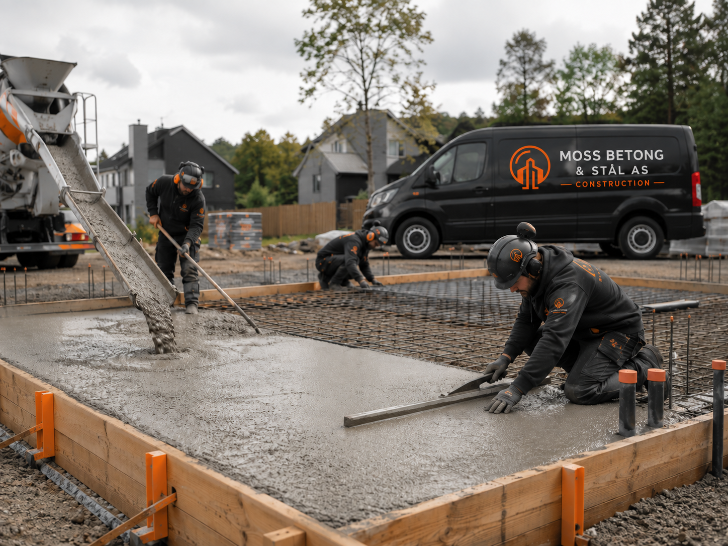 Betongarbeid med Moss Betong & Stål AS på byggeplass